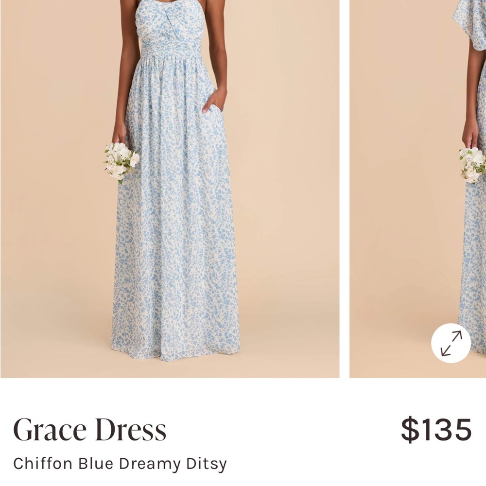 Birdy Grey Grace Maxi Dress in Light Blue Ditsy Floral (adjustable)